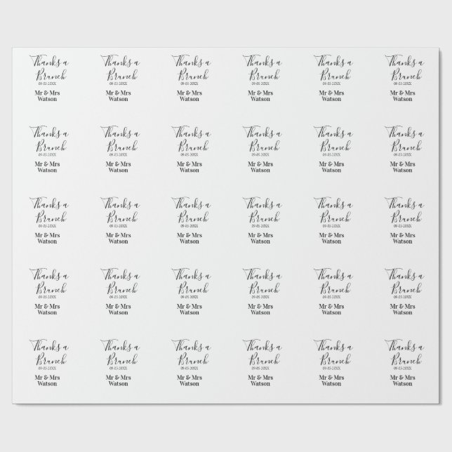 Papel De Presente Obrigado um brunch pós-casamento nome data simples (Aberto)