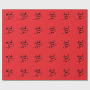 Papel De Presente Obrigado Vermelho Brilhante Clássico Único Simples