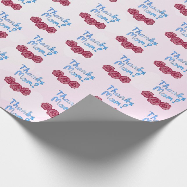 Papel De Presente Obrigados Mãe com Flor de Cravos para o Dia das Mã (Ponta)