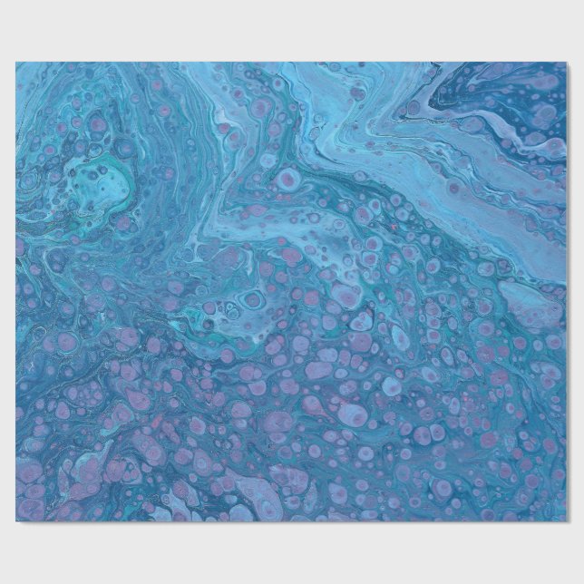 Papel De Presente Ocean Breeze 3 Blue Purple Abstract Wrapping Paper (Aberto)