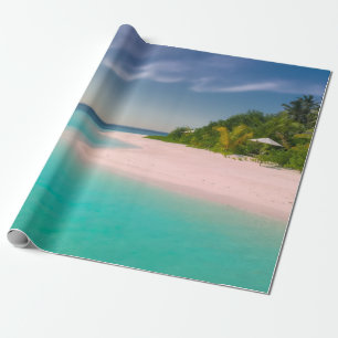 Papel De Presente Oceano Aquamarine Praia Tropical Cênica