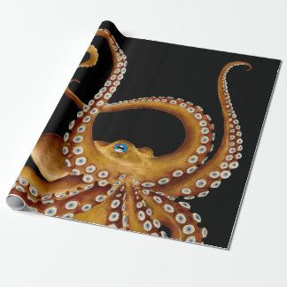 Papel De Presente Octopus Azul Olho Negro