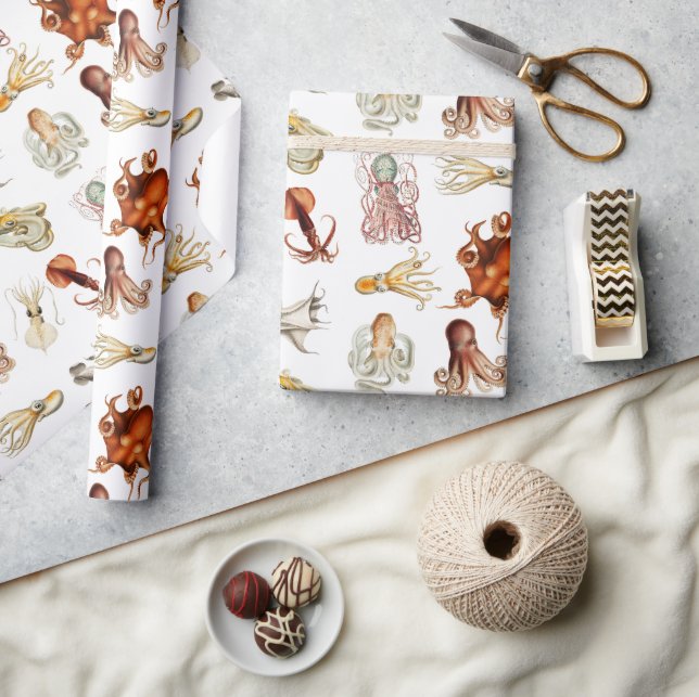 Papel De Presente Octopus Cephaloposo Oceânico (Artesanato)