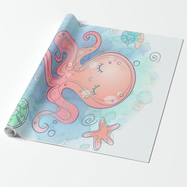 Papel De Presente Octopus | Docinho Octopus (Desenrolado)