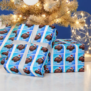 Papel De Presente Octopus em Santa Hat