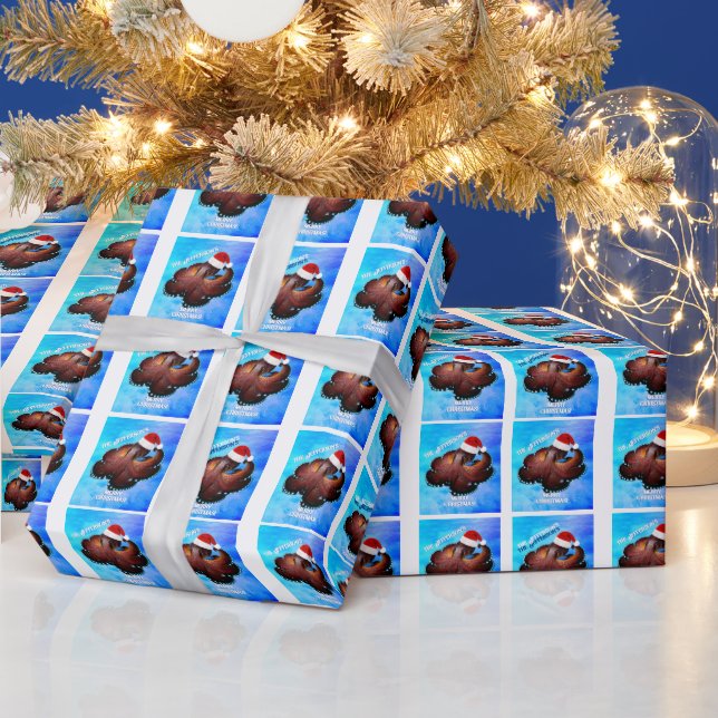 Papel De Presente Octopus em Santa Hat (Feriados)