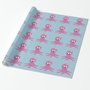 Papel De Presente Octopus, menina rosa