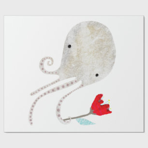 Papel De Presente Octopus Mídia Mista em Cute