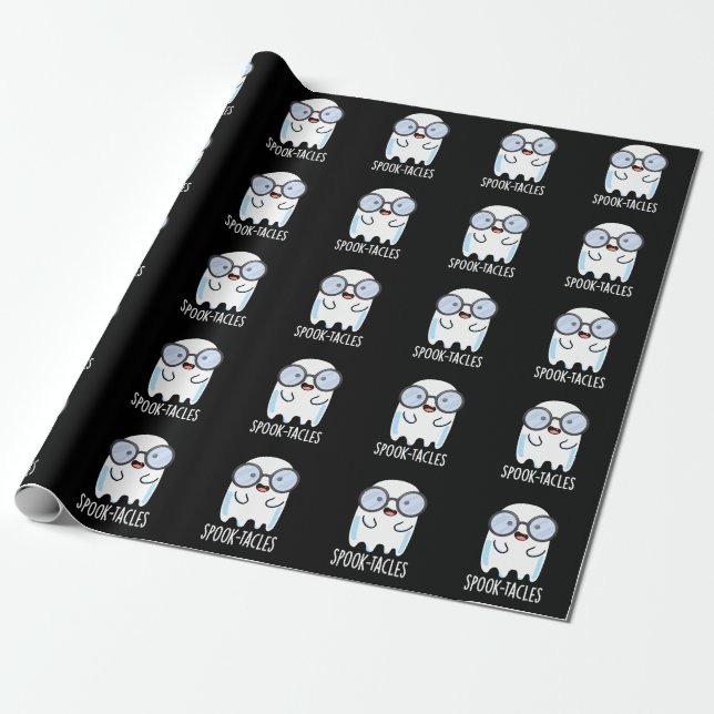 Papel De Presente Óculos Assustadores Piada de Fantasma BG Escuro (Desenrolado)
