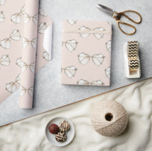 Papel De Presente Óculos de Coração de Creme Rosado
