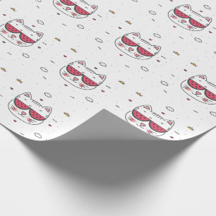 Papel De Presente Óculos de melancia de gato branco engraçado