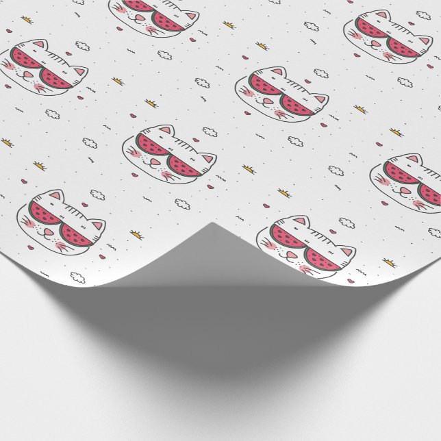 Papel De Presente Óculos de melancia de gato branco engraçado (Ponta)