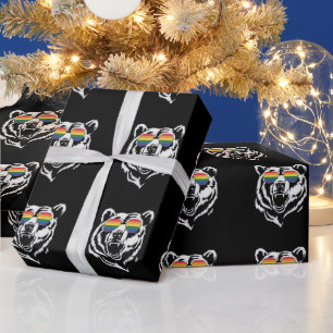 Papel De Presente Óculos de sol arco-íris LGBTQ Bear Gay Bandeira do