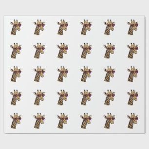 Papel De Presente Óculos de Sol com Coração de Girafa Gravada Vintag