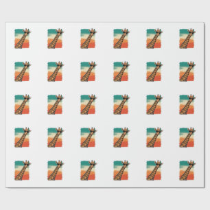 Papel De Presente Óculos de Sol de Girafa Legal Camisa Vintage Pôr d
