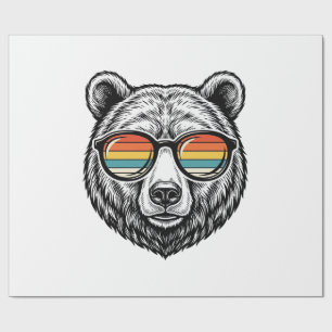 Papel De Presente Óculos de Sol de Urso Vintage Desenho Gráfico Veto