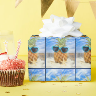 Papel De Presente Óculos de sol do coração sobre abacaxi