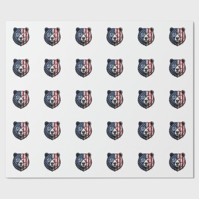 Papel De Presente Óculos de Sol do Urso Patriota Camisa Vector Vinta (Aberto)