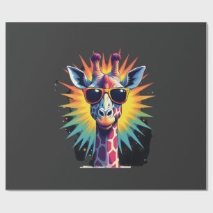 Papel De Presente Óculos de Sol Vintage Girafa Animal Africano Diver