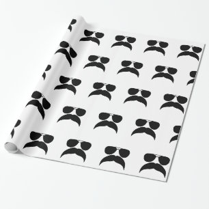 Papel De Presente Óculos escuros com bigode - Escolha a cor de fundo