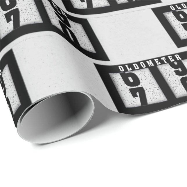 Papel De Presente Odômetro Preto para 70º Aniversário (Ponta do rolo)