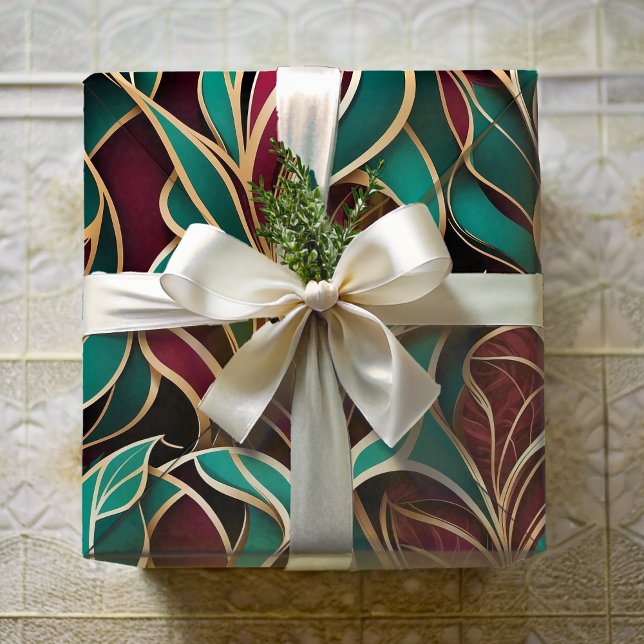 Papel De Presente Oferta de aposentadoria Elegante de Abstrato para  (Elegant Abstract Leaves Retirement Gift for Mom Wrapping Paper)