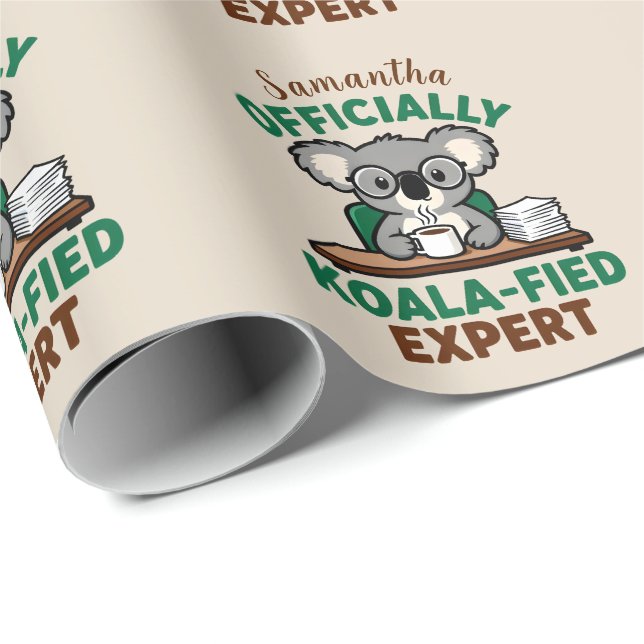 Papel De Presente Officially Koala-fied Expert Funny Coffee Pun (Ponta do rolo)
