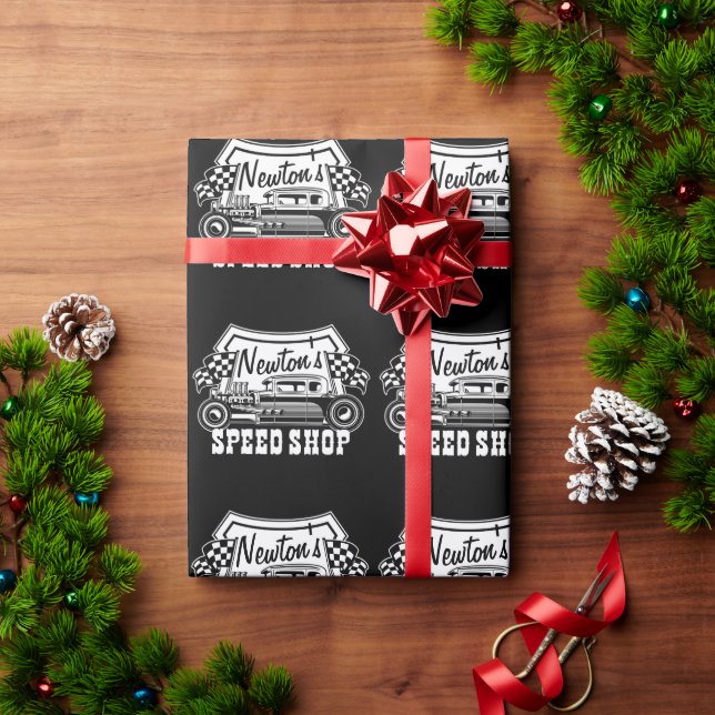 Papel De Presente Oficina de Hot Rod de Corrida Personalizada (Presente de Natal)