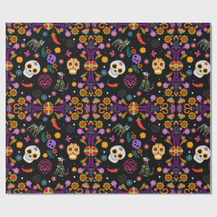 Papel De Presente Ofrenda - Calavera Garden Wrappaper