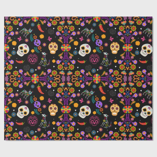Papel De Presente Ofrenda - Calavera Garden Wrappaper (Aberto)