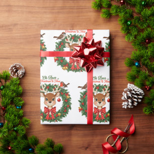 Papel De Presente Oh Deer Natal está Aqui Vintage