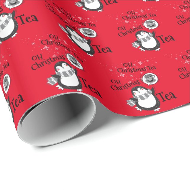 Papel De Presente Oh Natal Tea Penguin Lover - Tea Drinker (Ponta do rolo)