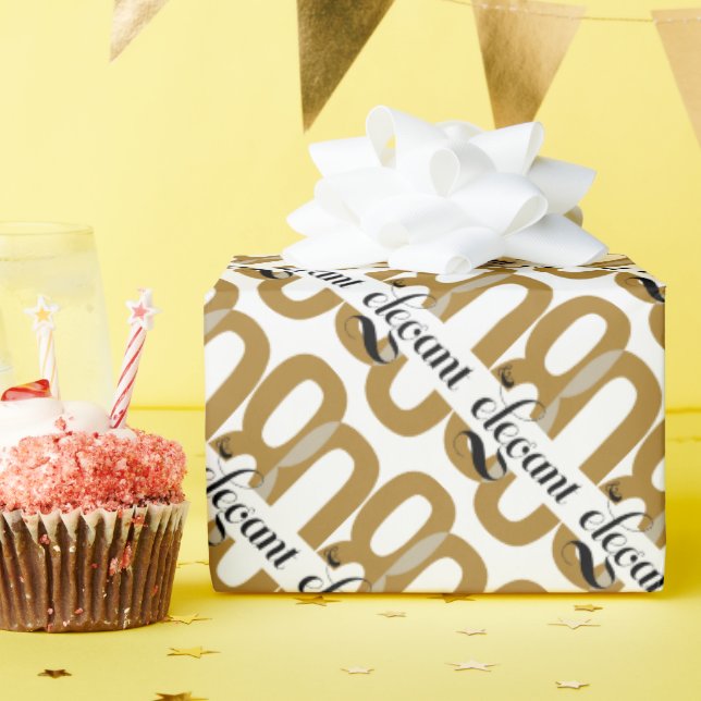 Papel De Presente Oitava e Elegante 80 de Aniversário Dourado Negro (Festa de aniversário)