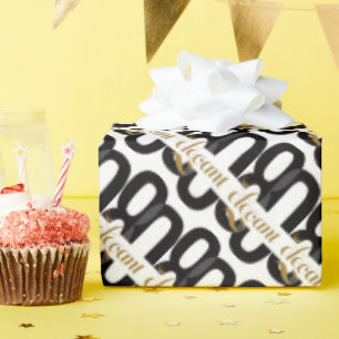 Papel De Presente Oitava e Elegante 80 de Aniversário Negro Dourado