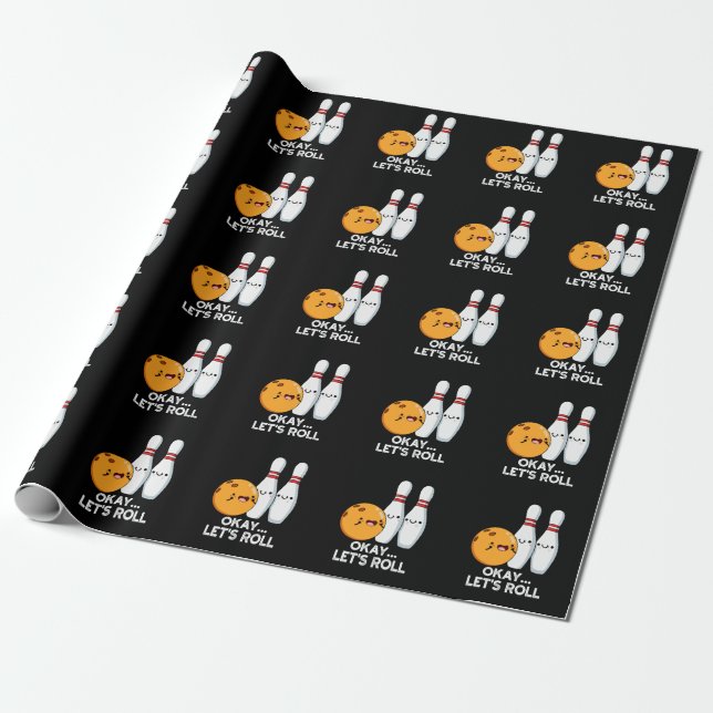 Papel De Presente Ok Vamos Rolando Piada Engraçada de Boliche Fundo  (Desenrolado)