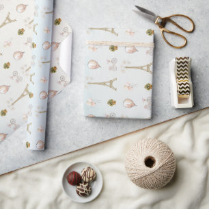 Papel De Presente Olá Bebê Paris Chá de Bebê Francês