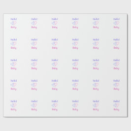 Papel De Presente Olá bebê rosa roxo coração nome aquarela boho