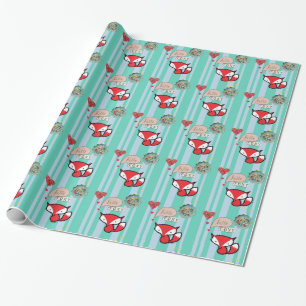 Papel De Presente Olá! Fox bonito Foxy com os botões do vintage no