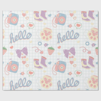 Papel De Presente Olá! Padrão de coisas de menina