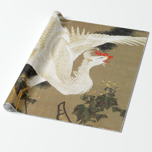 Papel De Presente Old Pine Tree e White Phoenix por Ito Jakuchu