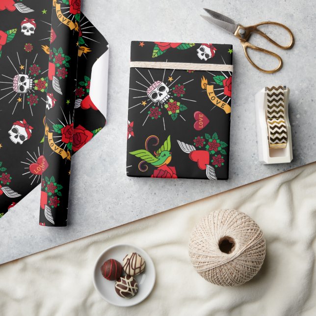 Papel De Presente OldSchool Tattoos (Artesanato)