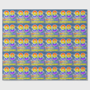 Papel De Presente Olhar "98" do arco-íris & "FELIZ ANIVERSARIO",