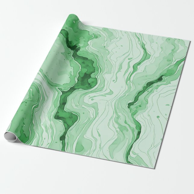 Papel De Presente Olhar Ágata Verde Floresta Druzy  (Desenrolado)