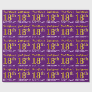 Papel De Presente Olhar Dourado roxo, de imitação "18o ANIVERSÁRI