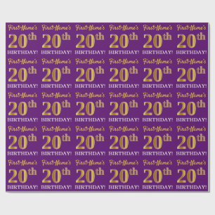 Papel De Presente Olhar Dourado roxo, de imitação "20o ANIVERSÁRI