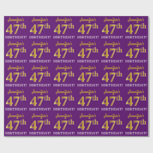 Papel De Presente Olhar Dourado roxo, de imitação "47th ANIVERSÁR