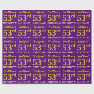 Papel De Presente Olhar Dourado roxo, de imitação "53rd ANIVERSÁR