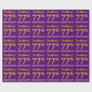 Papel De Presente Olhar Dourado roxo, de imitação "77th ANIVERSÁR