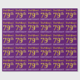 Papel De Presente Olhar Dourado roxo, de imitação "79.o ANIVERSÁR