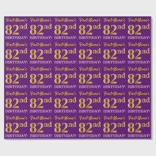 Papel De Presente Olhar Dourado roxo, de imitação "82nd ANIVERSÁR